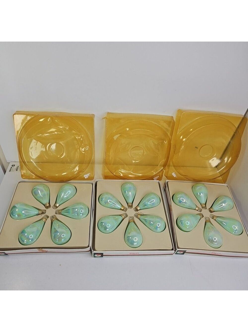 Kurt Adler Iridescent Christmas Ornaments 3 Sets Of 6 (18pcs) Pear Tear Drop
